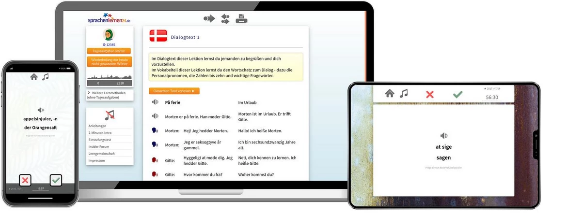 Sprachenlernen24 Online-Sprachkurs Dänisch Screenshot