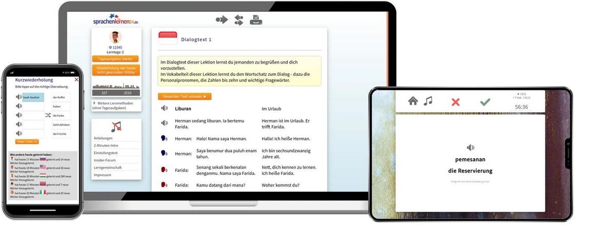 Sprachenlernen24 Online-Sprachkurs Indonesisch Screenshot