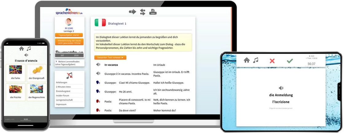 Sprachenlernen24 Online-Sprachkurs Italienisch Screenshot