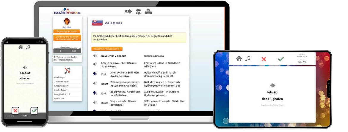 Sprachenlernen24 Online-Sprachkurs Slowakisch Screenshot