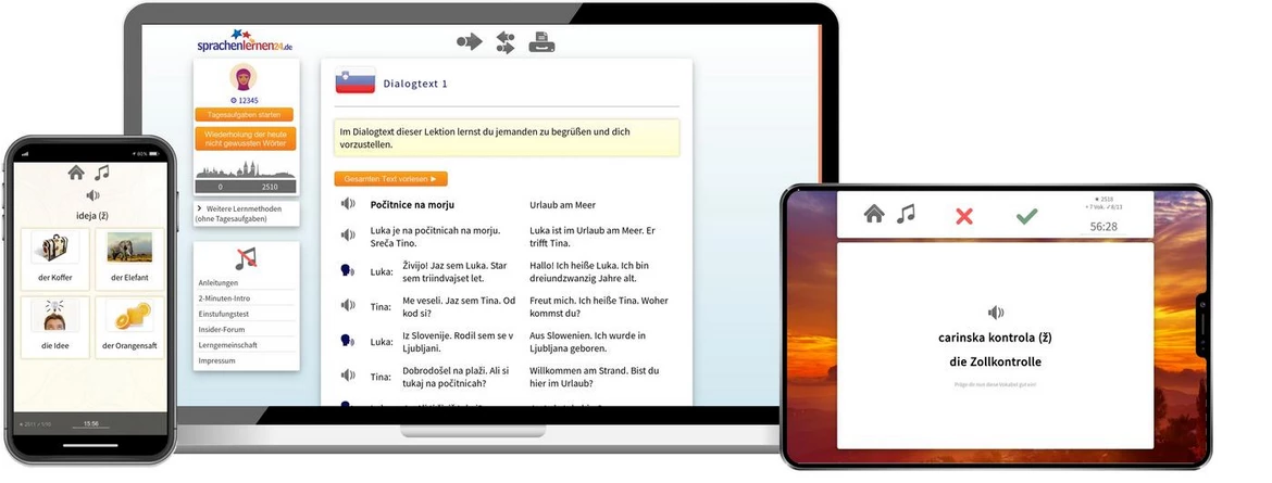 Sprachenlernen24 Online-Sprachkurs Slowenisch Screenshot